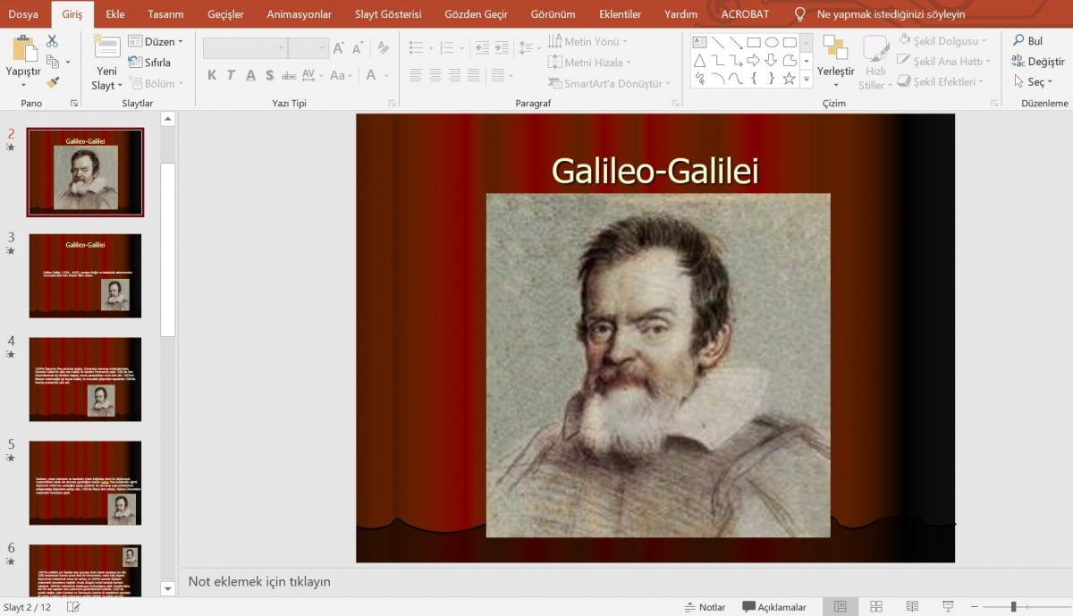 Galileo Galilei nin Hayatı Proje / Performans Ödevi